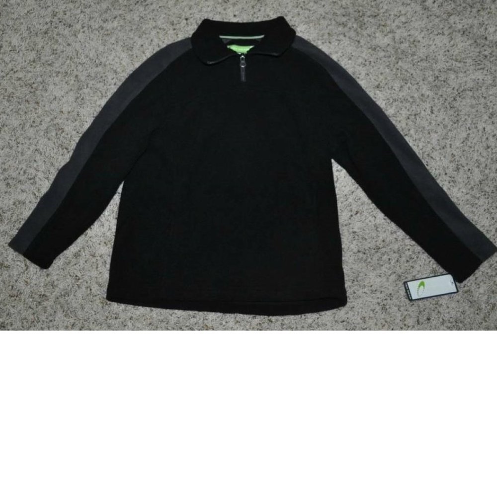 Boys Fleece Sweatshirt 8 Black Gray Long Sleeve 1/4 Zip Neck Shirt Tek Gear